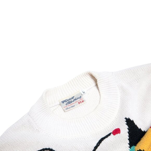 P.T.A. (Japan) Cubist Cyclops Intarsia Chainstitch Embroidered Jumper - Picture 2 of 4